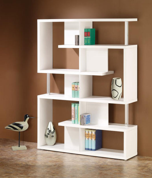 Hoover - Hoover 5-tier Bookcase White and Chrome