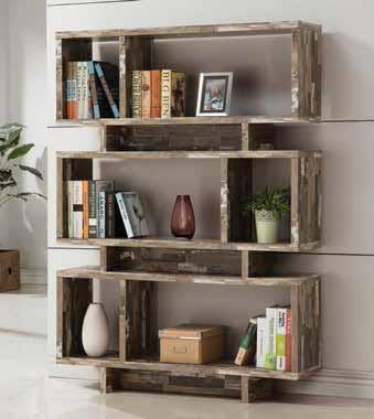 Roman - Roman 3-tier Geometric Bookcase Salvaged Cabin