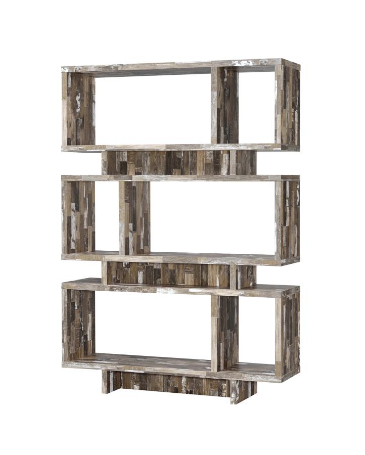 Roman - Roman 3-tier Geometric Bookcase Salvaged Cabin