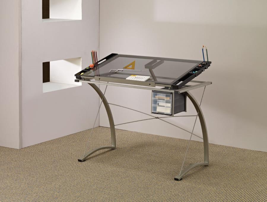 Melo - Melo Drafting Desk with 3-drawer Champagne