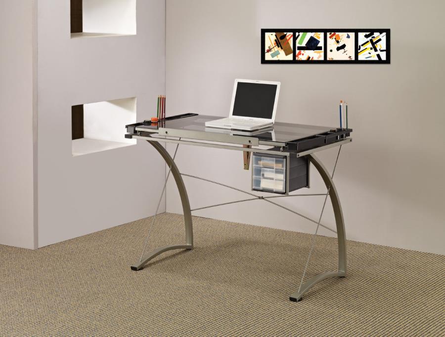 Melo - Melo Drafting Desk with 3-drawer Champagne