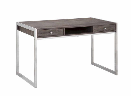 Wallice - Wallice 2-drawer Writing Desk Weathered Grey and Chrome