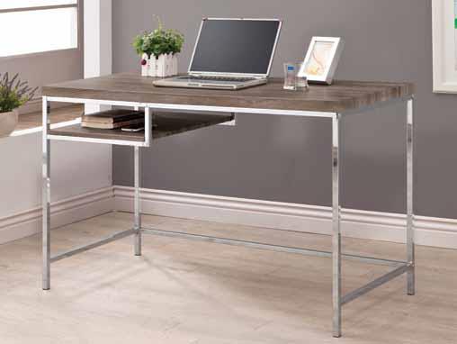 Kravitz - Kravitz Rectangular Writing Desk Weathered Grey and Chrome