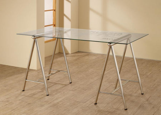 Patton - Patton World Map Writing Desk Nickel and Printed Clear