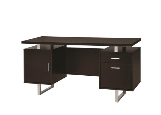 Lawtey - Lawtey Rectangular Storage Office Desk Cappuccino
