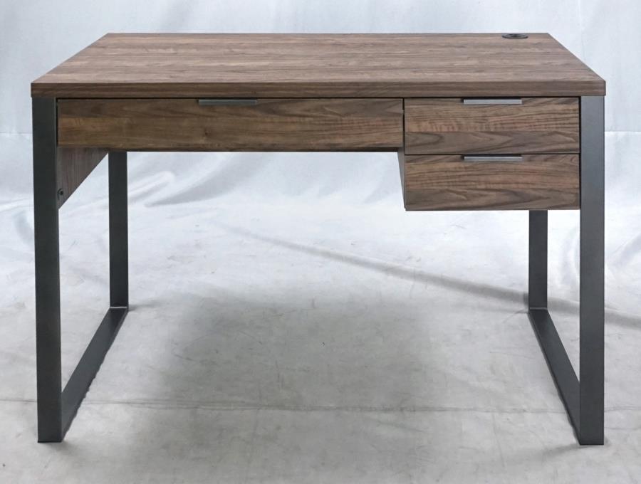 Pattinson - Pattinson 3-drawer Writing Desk Aged Walnut and Gunmetal