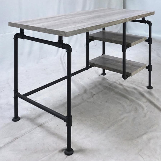 Delray - Delray 2-tier Open Shelving Writing Desk Grey Driftwood and Black