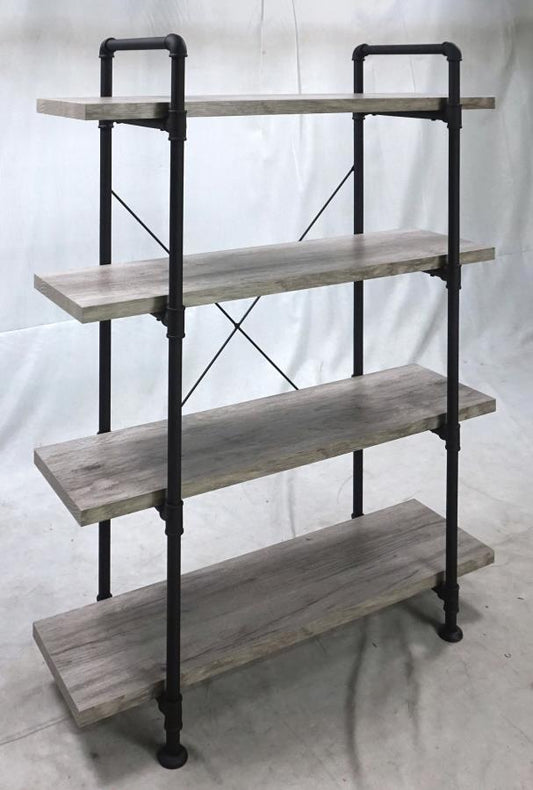 Delray - Delray 4-tier Open Shelving Bookcase Grey Driftwood and Black
