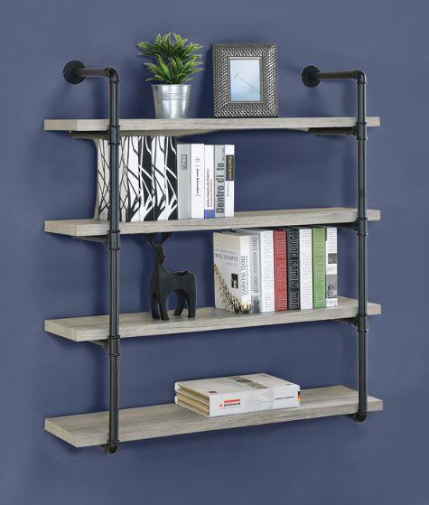 Elmcrest - Elmcrest 40-inch Wall Shelf Black and Grey Driftwood