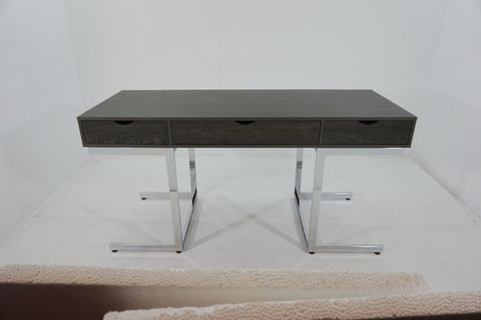 Noorvik - Noorvik 3-drawer Writing Desk Dark Oak and Chrome
