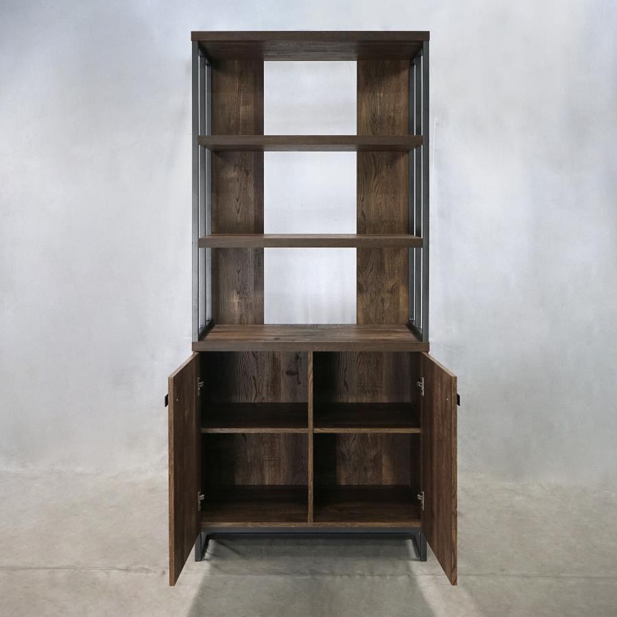 Millbrook - Millbrook 2-door Bookcase Rustic Oak Herringbone and Gunmetal