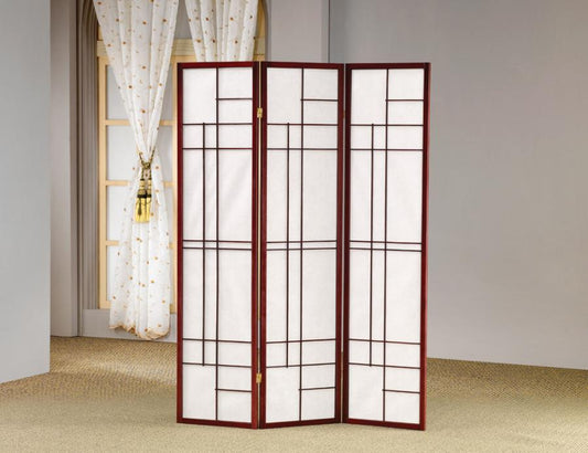 Katerina - Katerina 3-panel Folding Floor Screen White and Cherry