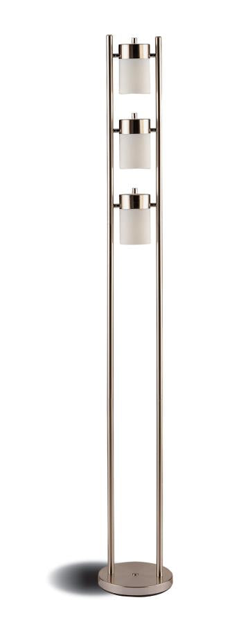 Munson - Munson Floor Lamp with 3 Swivel Lights Brushed Silver