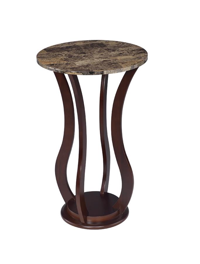 Elton - Elton Round Marble Top Accent Table Brown