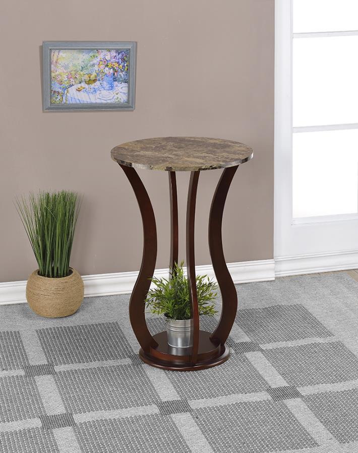 Elton - Elton Round Marble Top Accent Table Brown