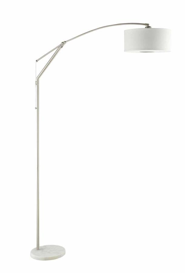 Moniz - Moniz Adjustable Arched Arm Floor Lamp Chrome and White