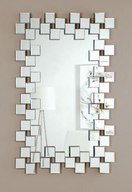 Pamela - Pamela Frameless Wall Mirror with Staggered Tiles Silver