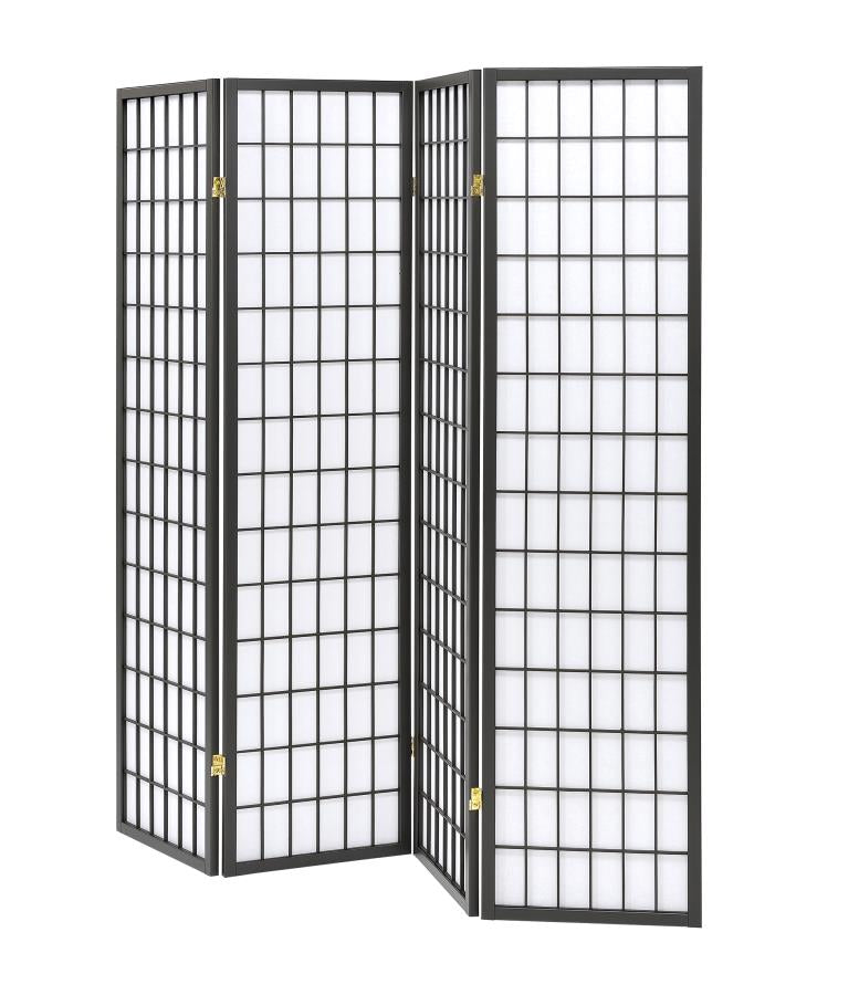 Roberto - Roberto 4-panel Folding Screen Dark Grey and White