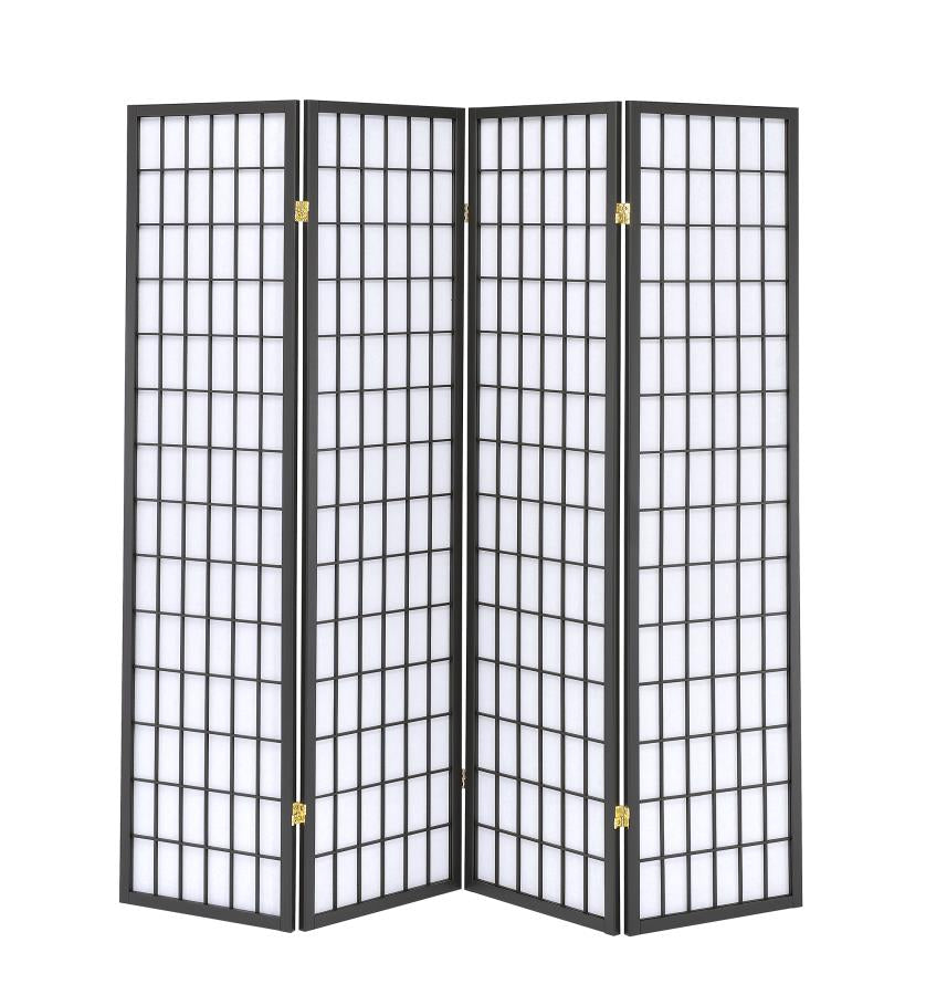 Roberto - Roberto 4-panel Folding Screen Dark Grey and White