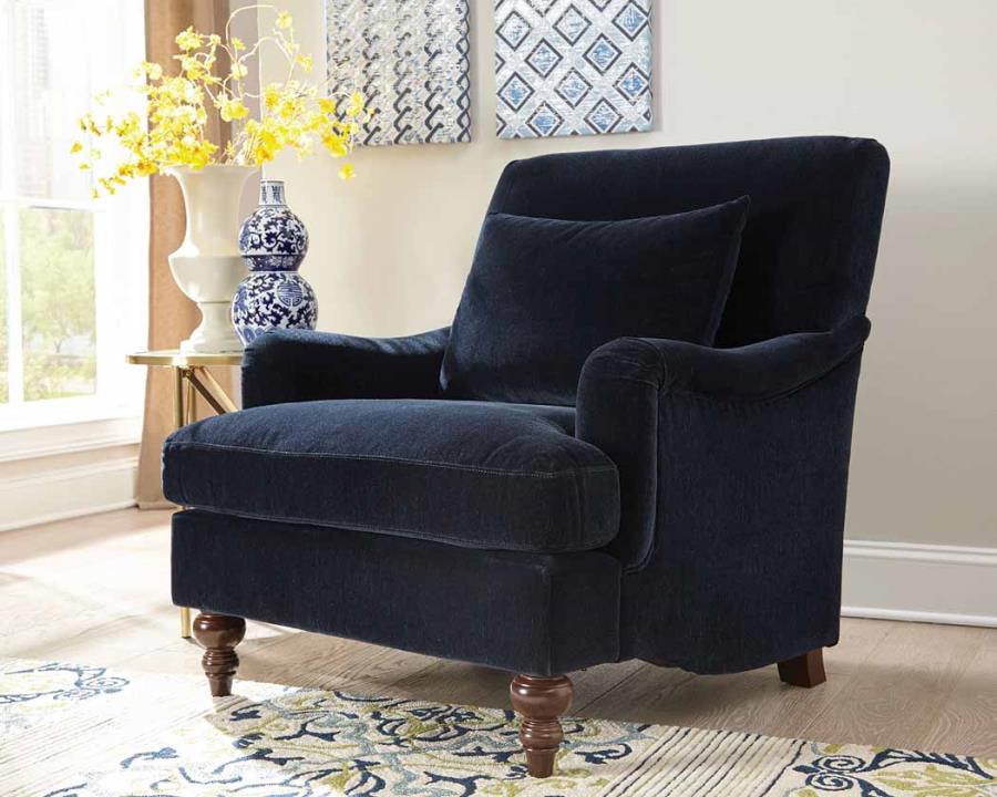 Frodo - Frodo Upholstered Accent Chair with Turned Legs Midnight Blue