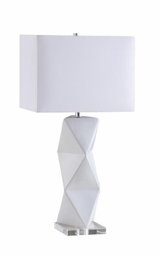 Camie - Camie Geometric Ceramic Base Table Lamp White