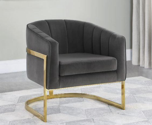 Joey - Joey Tufted Barrel Accent Chair Dark Grey and Gold