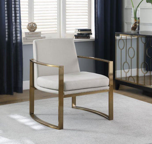 Cory - Cory Concave Metal Arm Accent Chair Cream and Bronze