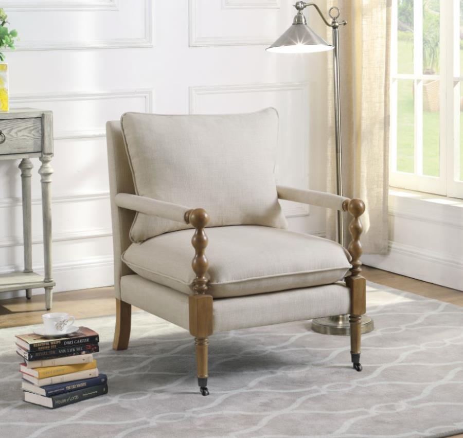 Monaghan - Monaghan Upholstered Accent Chair with Casters Beige