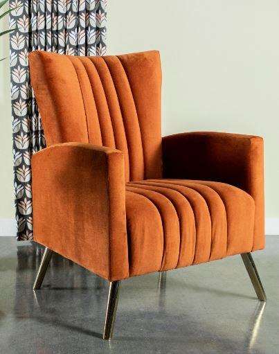 Savannah - Channeled Tufted Upholstered Accent Chair Rust
