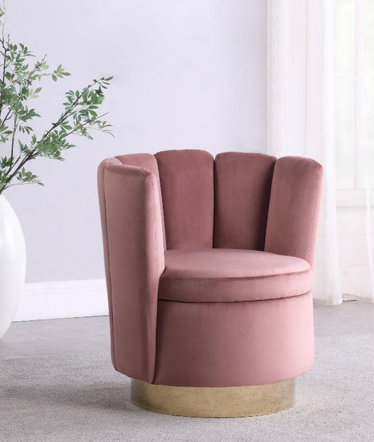 Kimberly - Channeled Tufted Swivel Chair Rose and Gold
