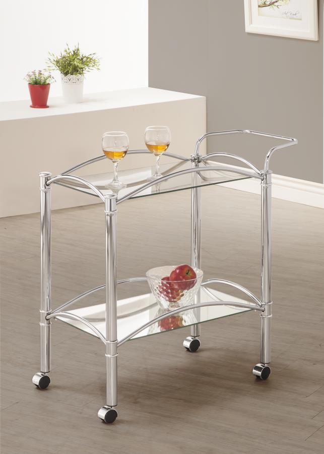 Shadix - Shadix 2-tier Serving Cart with Glass Top Chrome and Clear