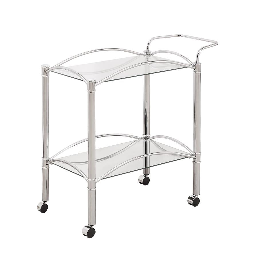 Shadix - Shadix 2-tier Serving Cart with Glass Top Chrome and Clear