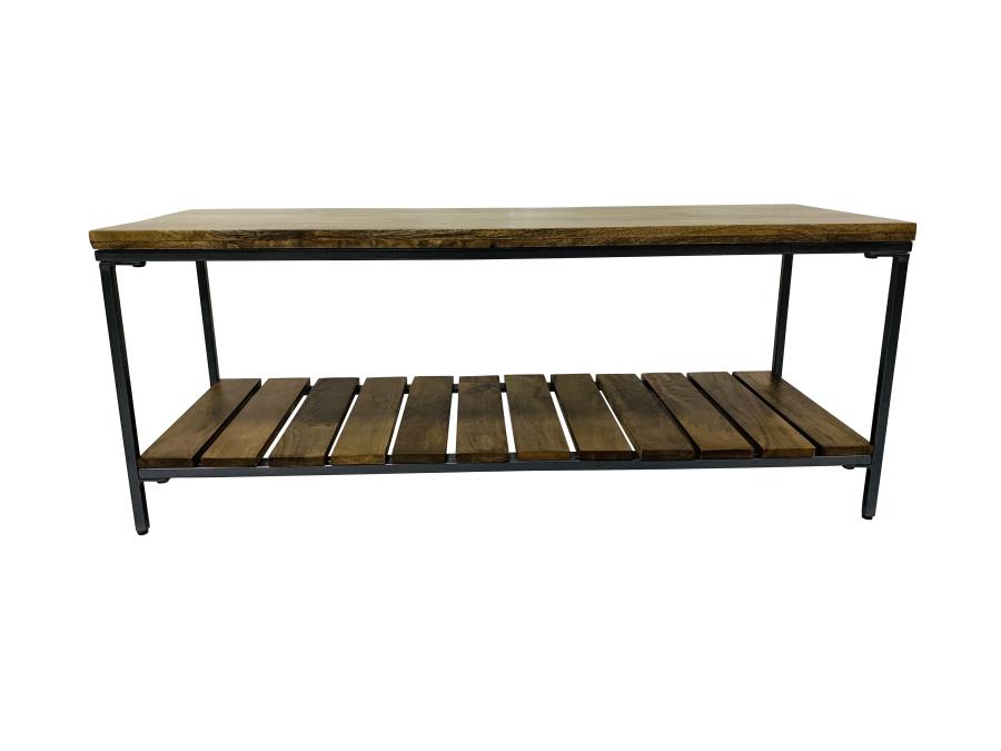 Gerbera - Gerbera Accent Bench with Slat Shelf Natural and Gunmetal