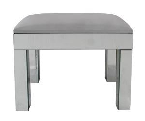 Roxie - Rectangular Upholstered Vanity Stool White and Mirror