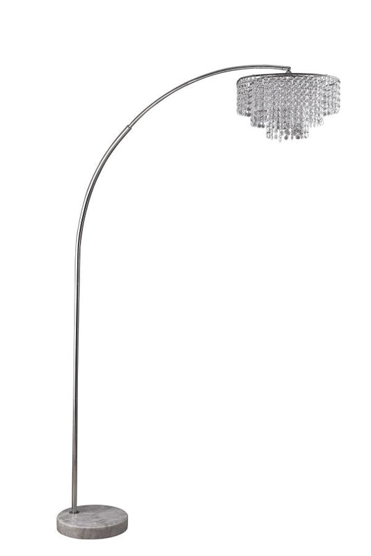 Shirley - Shirley Marble Base Floor Lamp Chrome and Crystal