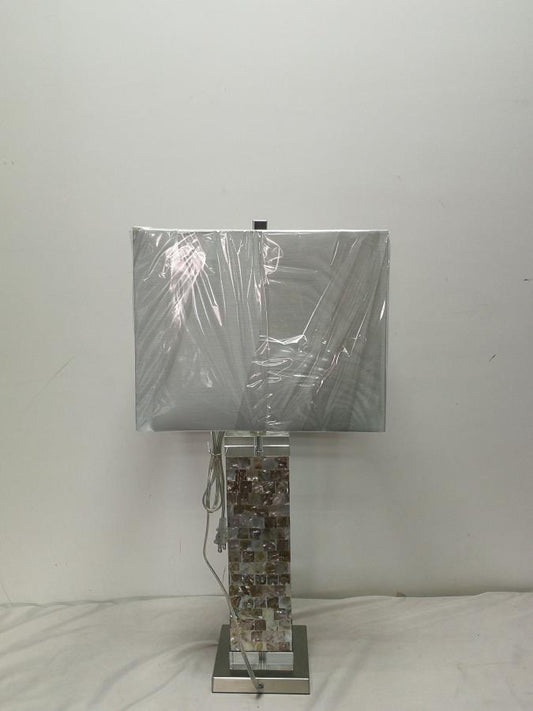 Capiz - Toga Square Shade Table Lamp with Crystal Base White and Silver