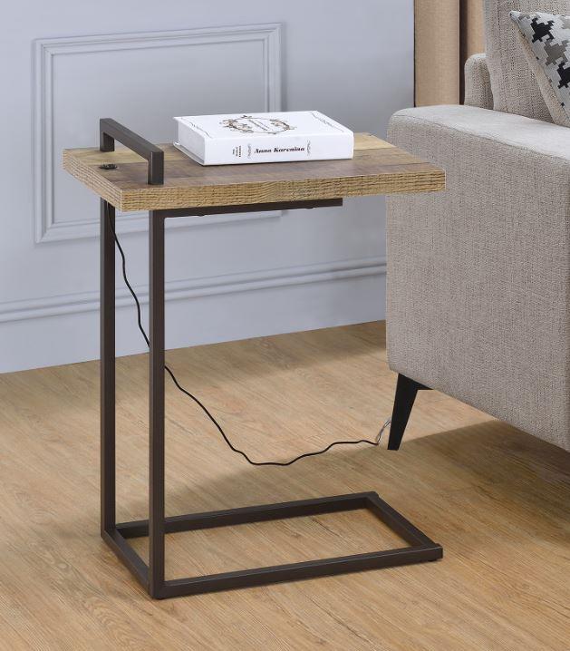 Maxwell - Maxwell Rectangular Top Accent Table with USB Port Weathered Pine