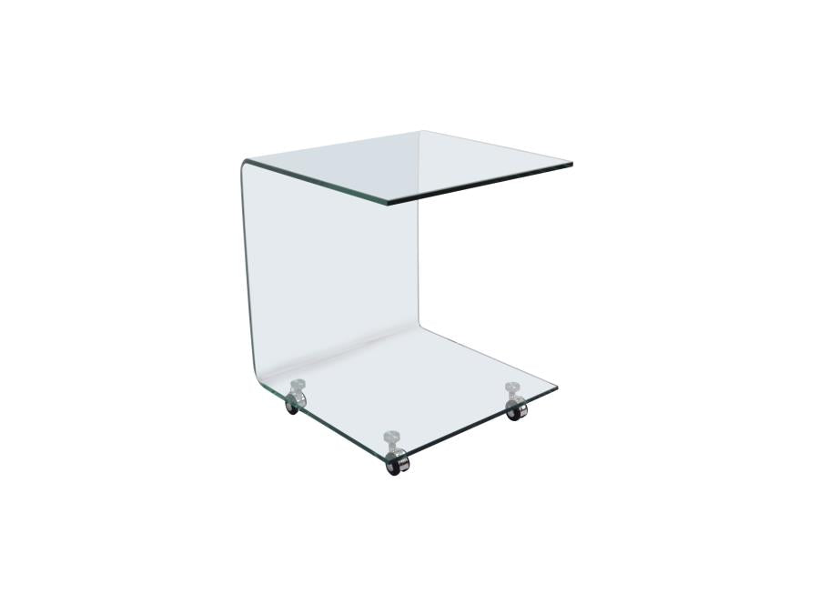 Scaevola - C-shaped Accent Table with Casters Clear