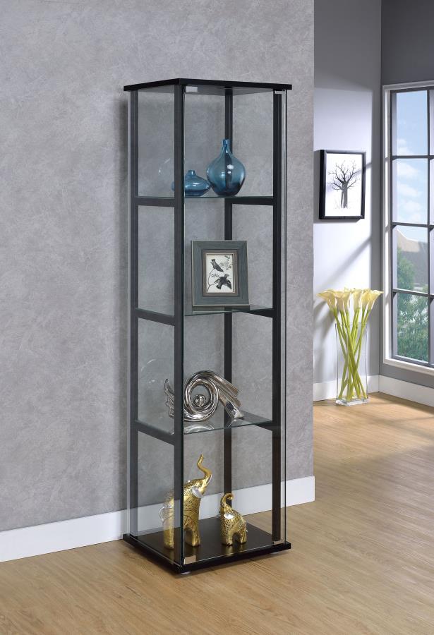 Cyclamen - Cyclamen 4-shelf Glass Curio Cabinet Black and Clear