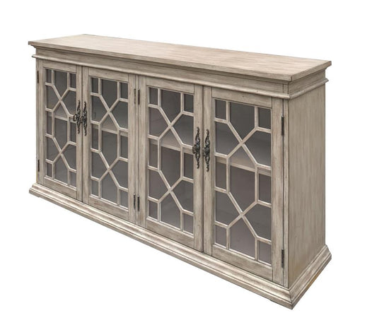 Kiara - Kiara Glass Door Accent Cabinet Light Honey