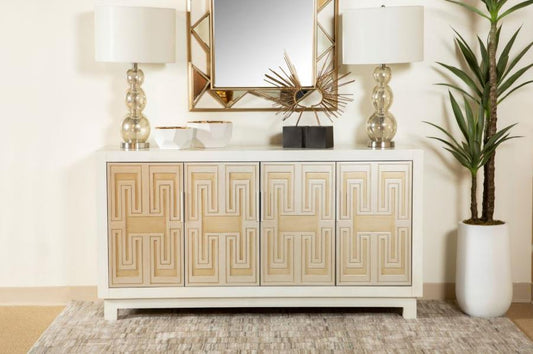 Voula - Voula Rectangular 4-door Accent Cabinet White and Gold