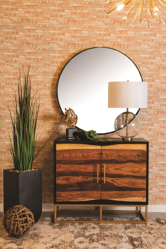 Zara - Zara 2-door Accent Cabinet Black Walnut and Gold