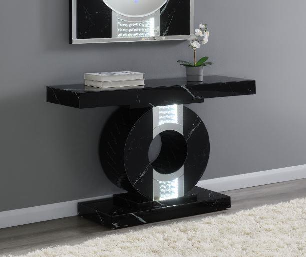 Eliana - Geometric Console Table with LED Lighting Black