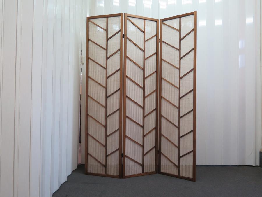 Mila - Mila Foldable 3-Panel Screen Walnut and Linen