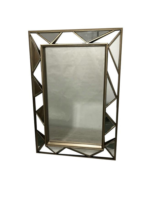 Rhonda - Rhonda Rectangular Geometric Wall Mirror Gold