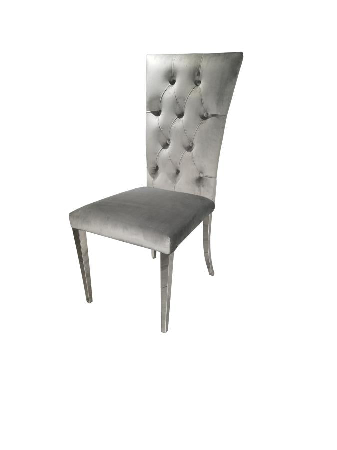 Kerwin - Kerwin Tufted Upholstered Side Chair (Set of 2) Grey and Chrome