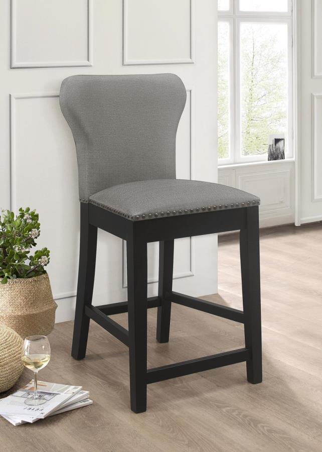 Ralland - Ralland Upholstered Solid Back Counter Height Stools with Nailhead Trim (Set of 2) Grey and Black