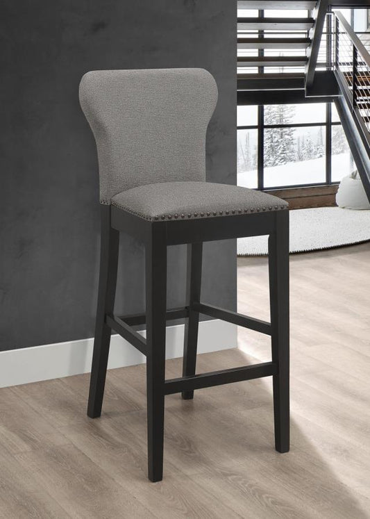 Ralland - Ralland Upholstered Solid Back Bar Stools with Nailhead Trim (Set of 2) Grey and Black