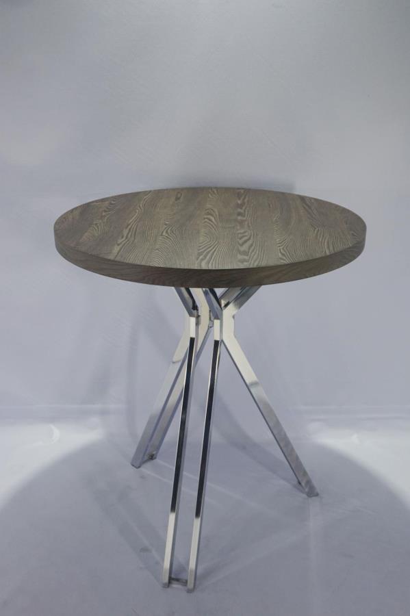 Edgerton - Edgerton Round Wood Top Bar Table Dark Oak and Chrome