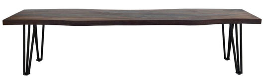 Neve - Neve Live-edge Dining Bench with Hairpin Legs Sheesham Grey and Gunmetal